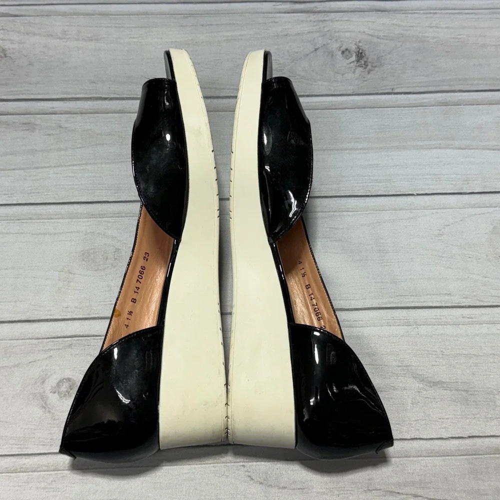 Robert Clergerie Wedge Sandals Women 41.5 US 11 Black Patent Leather France